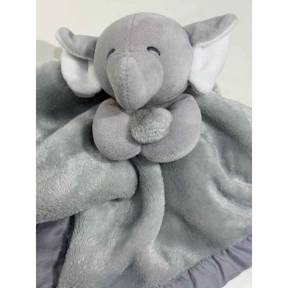 Carters Elephant Lovey Security Baby Blanket Gray White Cuddle Plush Back Up